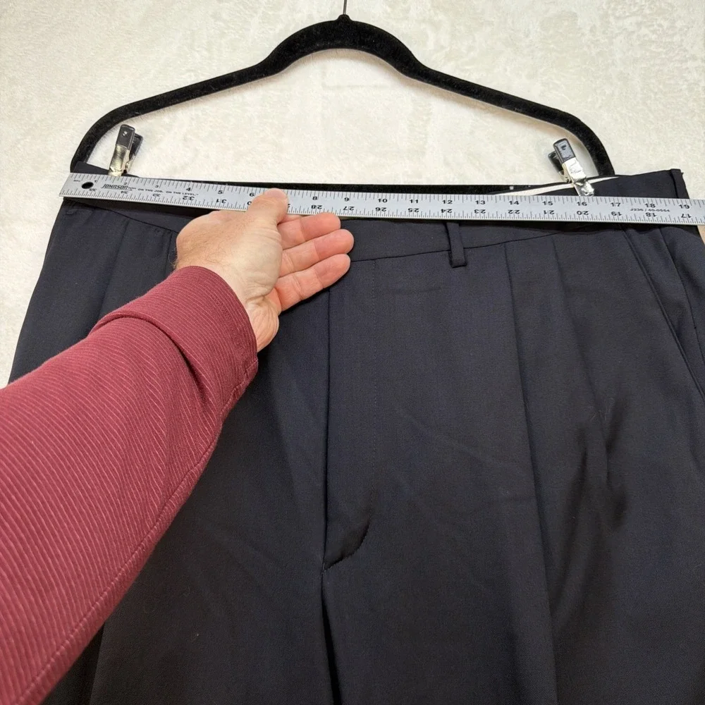 Santorelli Dress Pants Mens 40‎ Navy Wool Luxury Serge Italy Pleated Front
